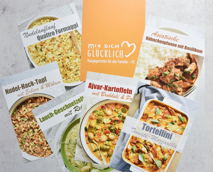 mix dich glücklich Rezeptbox Hauptgerichte Nr. 3 - abwechslungsreiche Rezepte, die der ganzen Familie schmecken