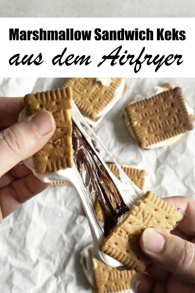 Marshmallow Sandwich Kekse aus dem Airfryer, S´mores aus der Heißluftfritteuse, schnell und einfach gemacht