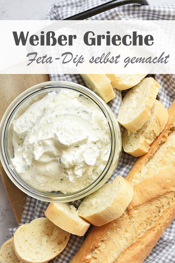 Weißer Grieche, Feta-Dip selbst gemacht, Thermomix Rezept mit Feta, Joghurt, Frischkäse, Petersilie und Knoblauch, auch vegan möglich, siehe Rezept
