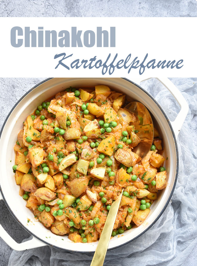 Chinakohl Kartoffelpfanne mit Erbsen, schnell und einfach gemacht, Kartoffeln werden einfach im Airfryer gegart, die Marinade kommt aus dem Thermomix, der Chinakohl wird in der Pfanne gedünstet, schnelle Feierabendküche, einfach und lecker, Thermomix
