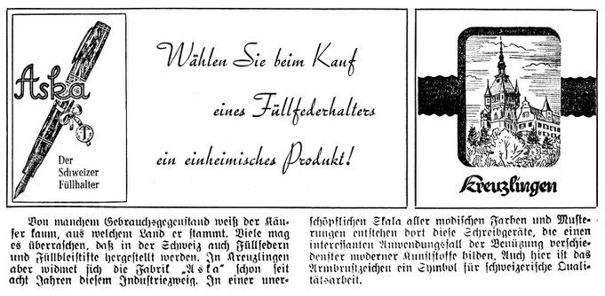 Inserat aus der NZZ von 1940 