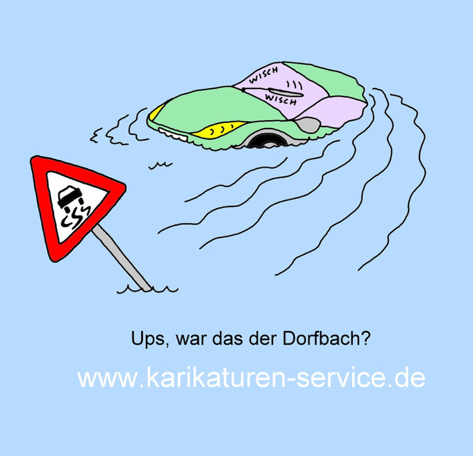 Karikatur Hochwasser, Elbe, Rhein, Oder, Spree