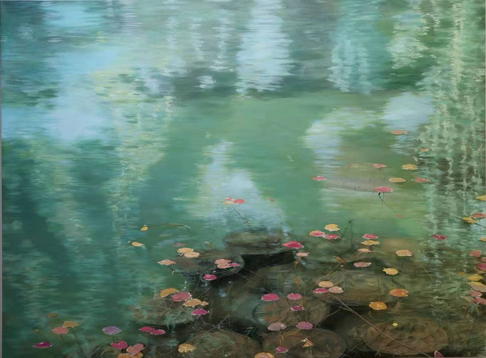 Spring Pond/春池，Oil on Canvas, 36"x48", 2019.