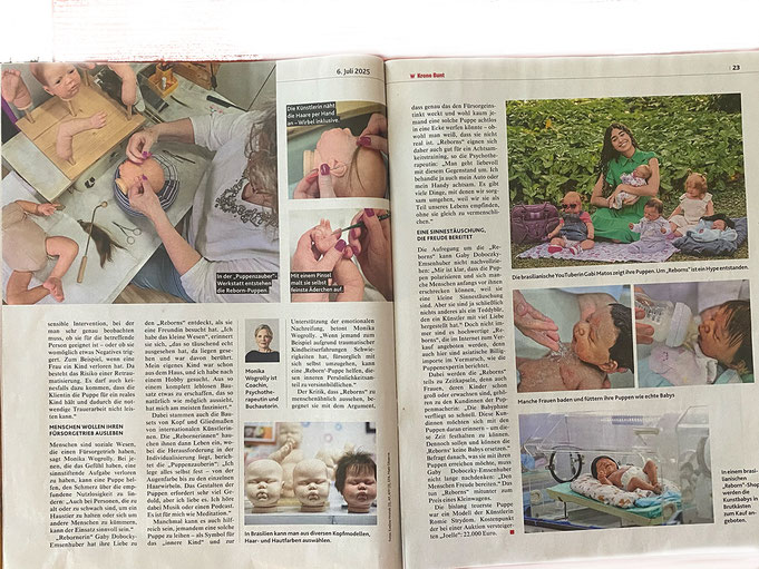 Kronenzeitung, Artikel über Rebornbaby, 6.7.2025, Puppen wie echt