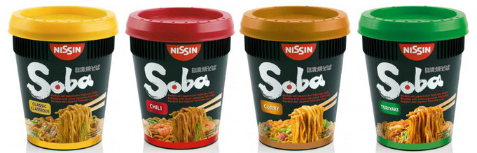 Nissin Soba Cup classic/chili/curry/teriyaki 3€