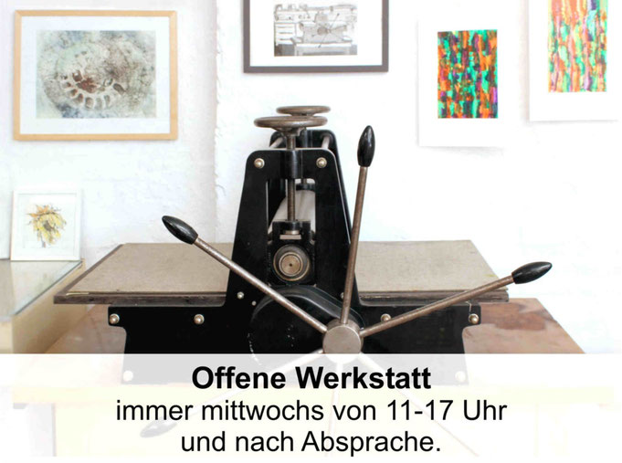 Eine große Druckpresse für künstlerische Druckgrafik in der Craftschöpferey Ganderkesee.