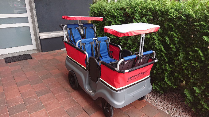 Unser Turtle-Bus; unser Wagen für Ausflüge; hier haben 6 Kinder Platz