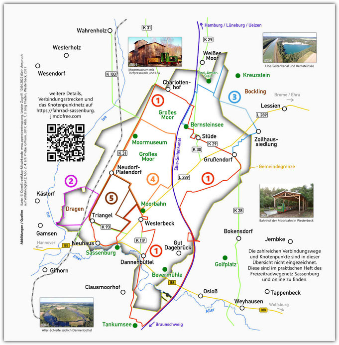 Routenverläufe in und um die Sassenburg
