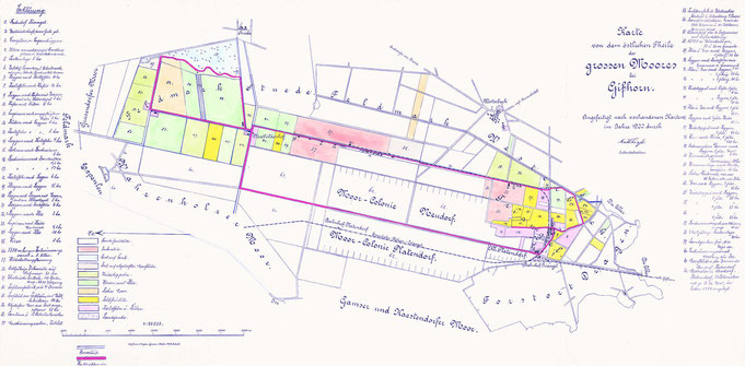 Abb. 3: Karte von dem östlichen Teile des Großen Moores bei Gifhorn von 1900