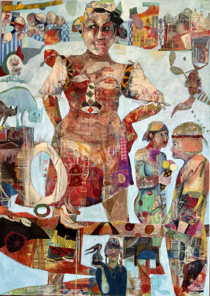 o.T. 2025   100x140     Collage - Eitempera, Öl und Kaltwachs