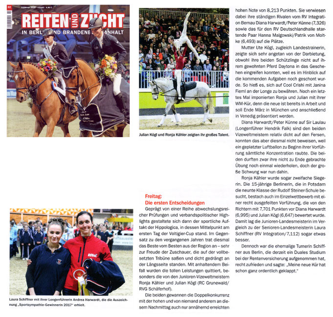 Dieser Artikel erschien in der Februar Ausgabe der "Reiten und Zucht"