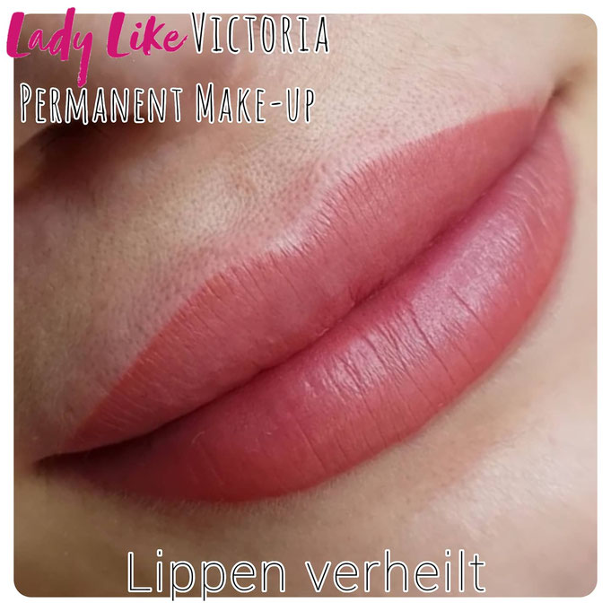 Lippen Permanent Make-up verheilt 