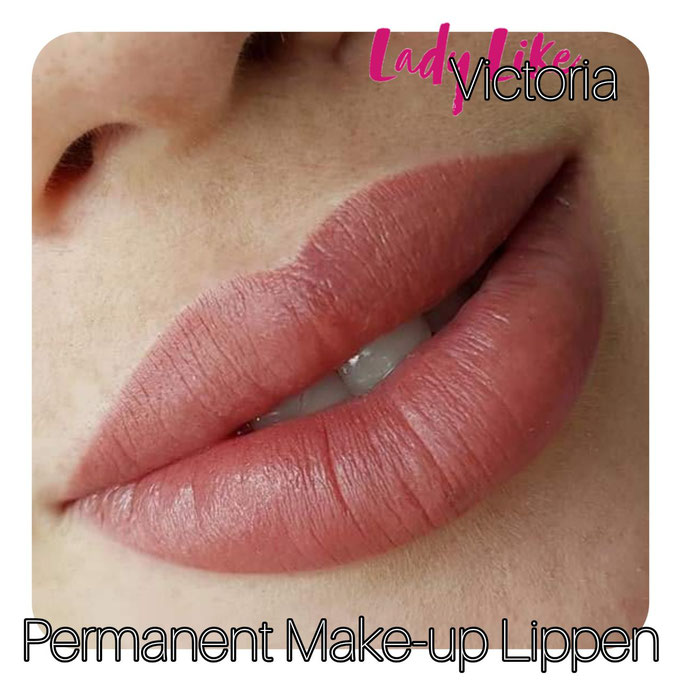 Permanent Make-up der Lippen, Schattierung, verheilt