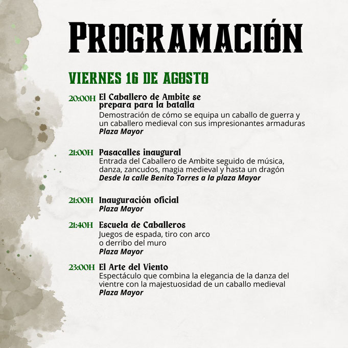 Programa de la Feria Medieval El Caballero de Ambite