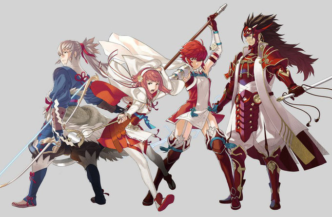 Meine Hoshido-Geschwister: Takumi, Sakura, Hinoka und Ryoma