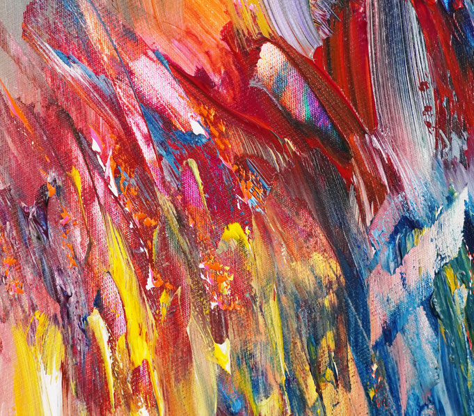 Detail des abstrakten, großen Gemäldes vom Kunstmaler Peter Nottrott