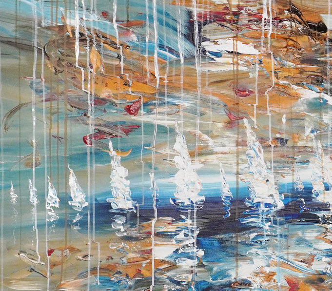 Detail des maritimen Segelbootgemäldes