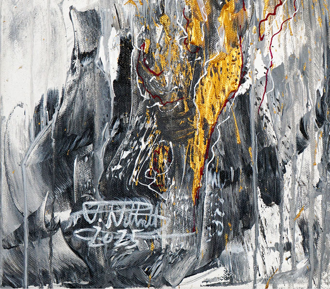 Detail des abstrakten Gemäldes des Kunstmalers Peter Nottrott