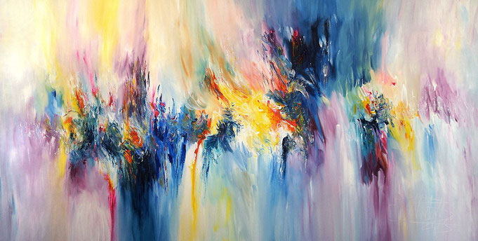 Vitales, abstraktes Acrylbild auf Leinwand.