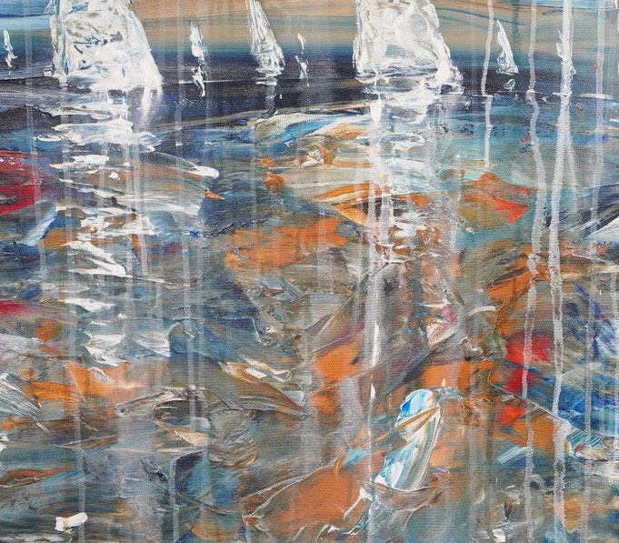Detail des maritimen Segelbootgemäldes
