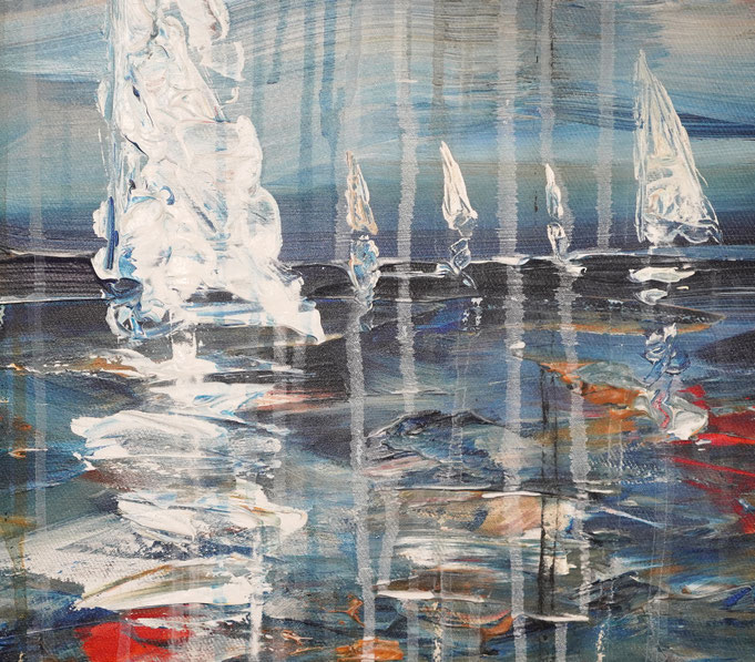 Detail des maritimen Segelbootgemäldes