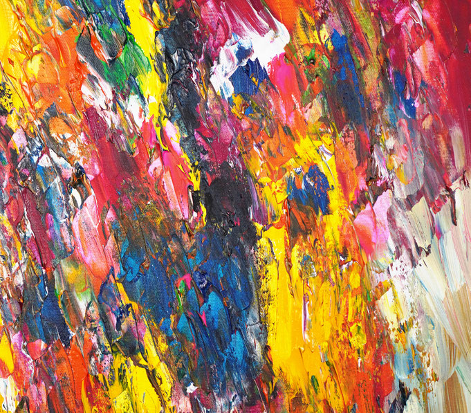 Detailfoto des abstrakten, vielfarbigen Gemäldes A Special Day L 5 im Hochformat von dem Kunstmaler Peter Nottrott