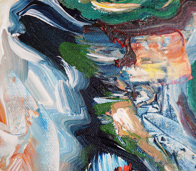 Detail des floralen, abstrahierten Acrylgemädes auf Leinwand vom Kunstmaler Peter Nottrott