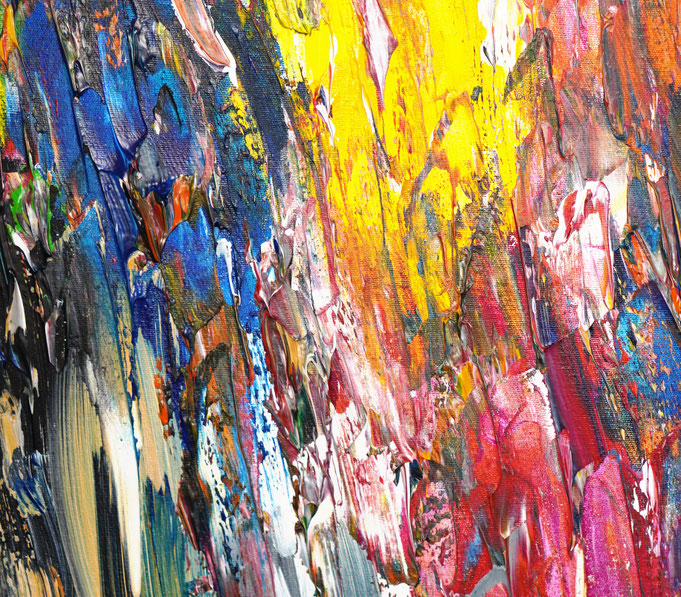 Detailfoto des abstrakten, vielfarbigen Gemäldes A Special Day L 5 im Hochformat von dem Kunstmaler Peter Nottrott