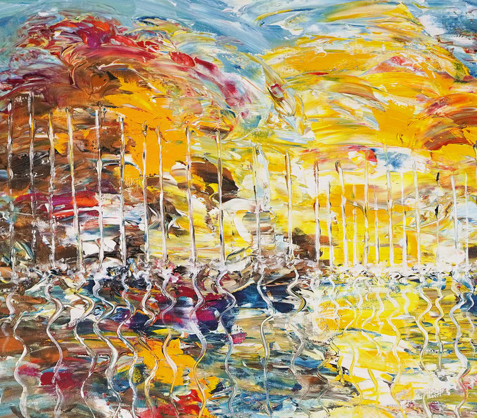 Detailfoto des Gemäldes "Romantic Seaside Sailing M 1", Acryl auf Leinwand