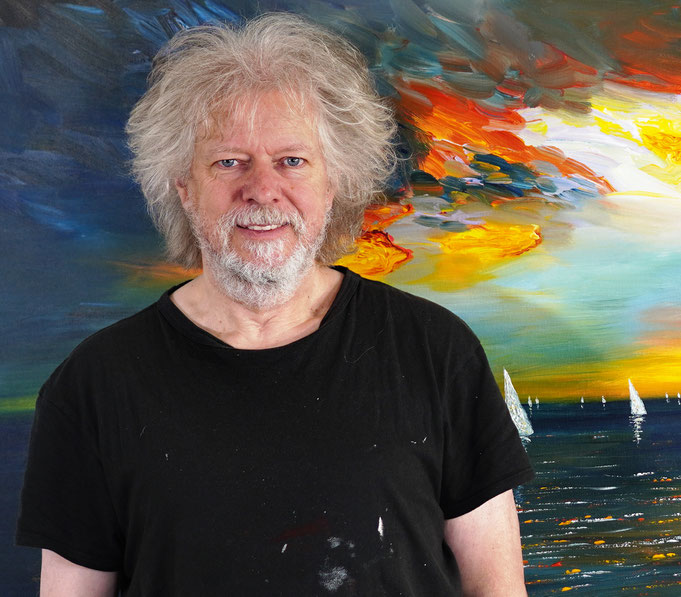... gerade fertig gemalt: Peter Nottrott mit Seaside Sailing Impressions S 2