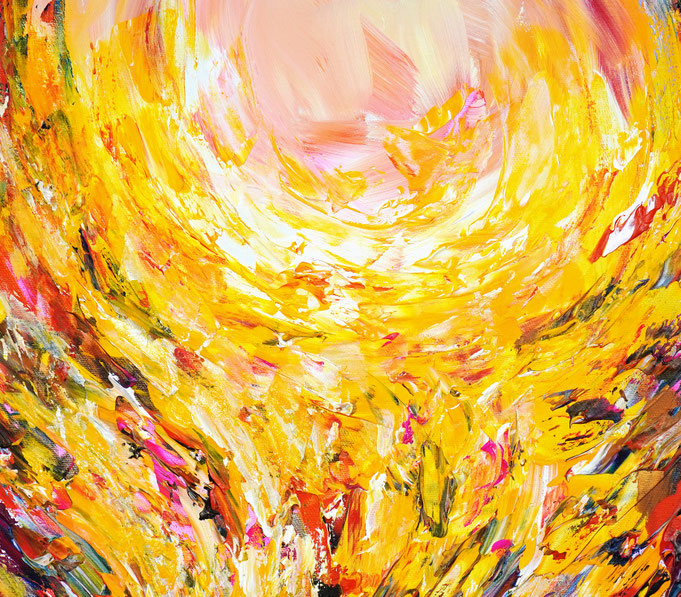 Detailfoto des abstrakten, vielfarbigen Gemäldes im Hochformat von dem Kunstmaler Peter Nottrott