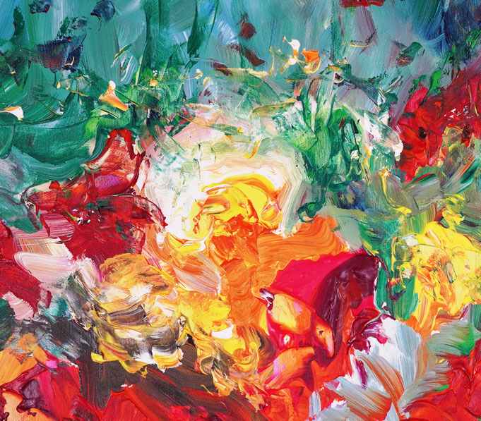 Detail des abstrahierten Sommerblumengemäldes