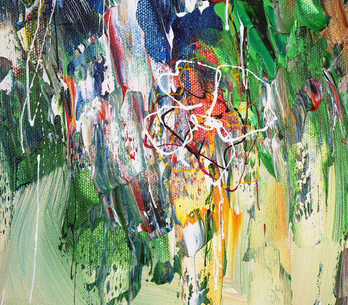 Detail des floralen, abstrahierten Acrylgemädes auf Leinwand vom Kunstmaler Peter Nottrott