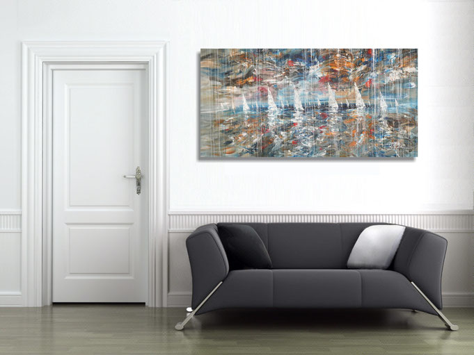 peter nottrott, Originalgemälde, acryl, blau,  maritim, Meer, Wasser, Wind, Wellen 
