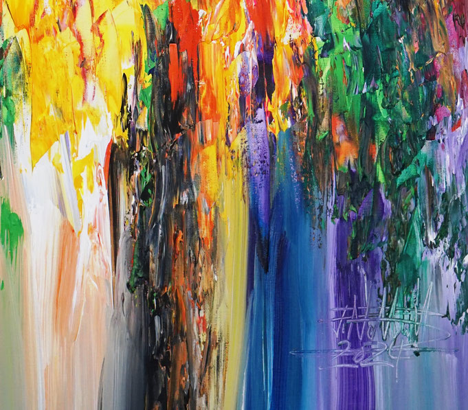 Detail des intensiven, abstrakten Gemäldes