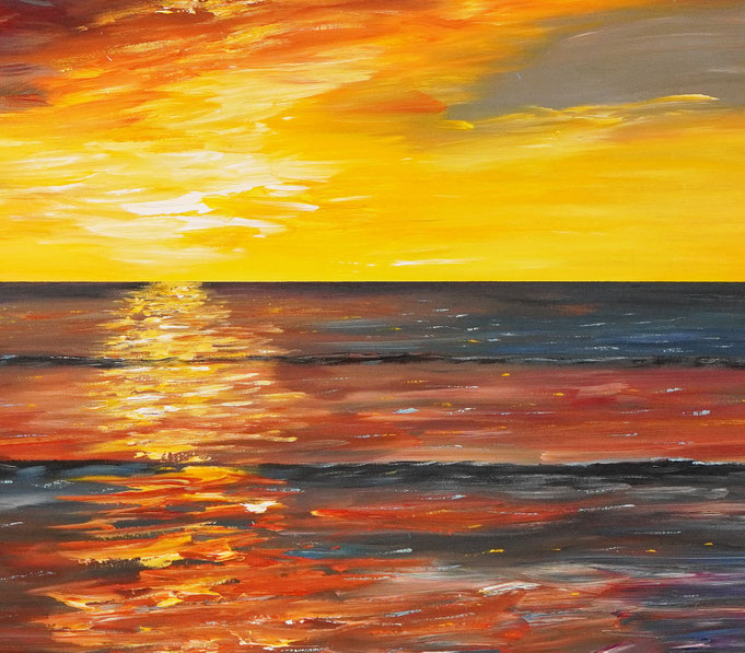 Detail des Sonnenuntergangsgemälde am Meer