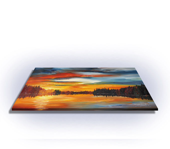 Seitenansicht: einfach auspacken und aufhängen, da die Ränder mitbemalt sind