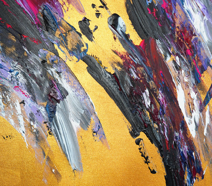 Detailfoto zum abstrakten, gold-stilvollen Gemälde von Kunstmaler Peter Nottrott