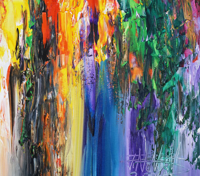 Detail des intensiven, abstrakten Gemäldes