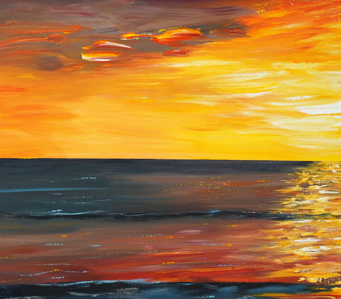 Detail des Sonnenuntergangsgemälde am Meer