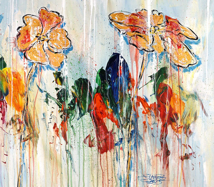 Detail des floralen Gemälde des Künstlers Peter Nottrott