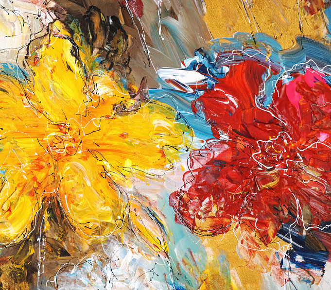 Detail des floralen Gemälde des Künstlers Peter Nottrott