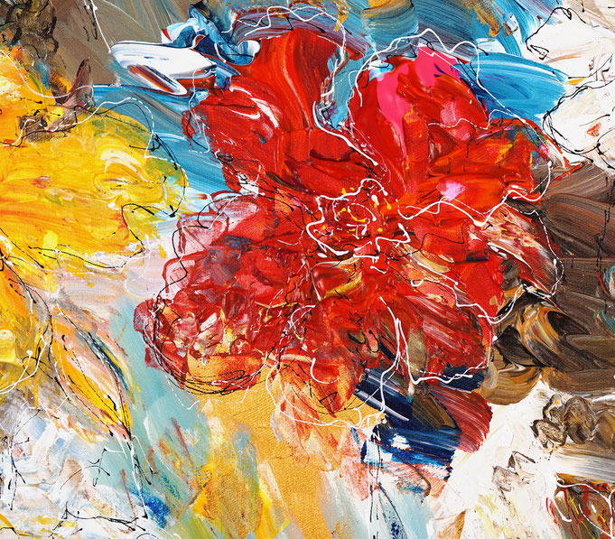 Detail des floralen Gemälde des Künstlers Peter Nottrott
