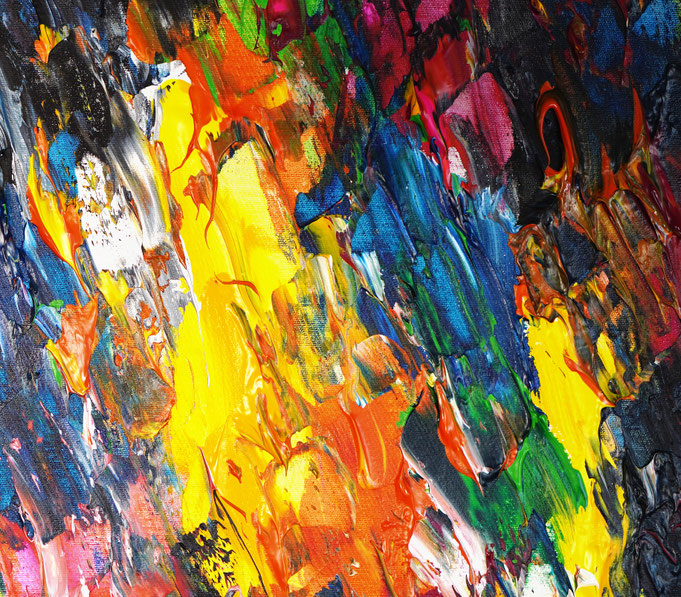 Detailfoto des abstrakten, vielfarbigen Gemäldes A Special Day L 5 im Hochformat von dem Kunstmaler Peter Nottrott