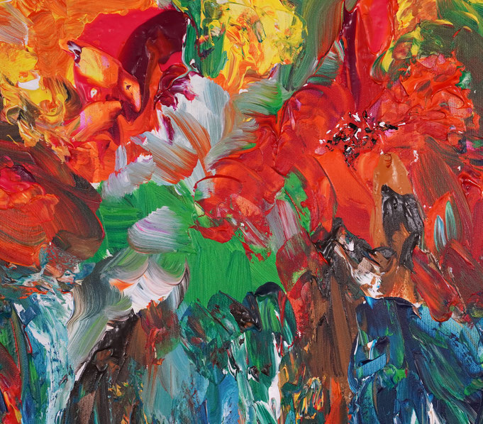 Detail des abstrahierten Sommerblumengemäldes