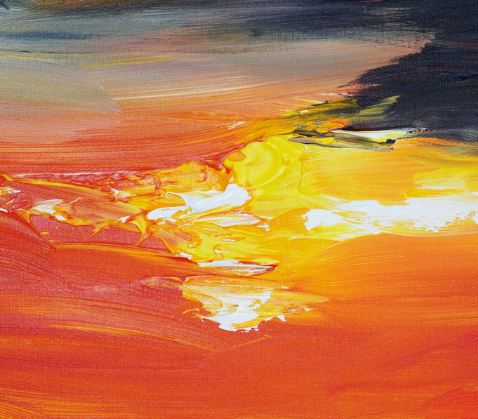 Detail des großen Sonnenuntergangsgemälde, Acryl auf Leinwand, Unikat