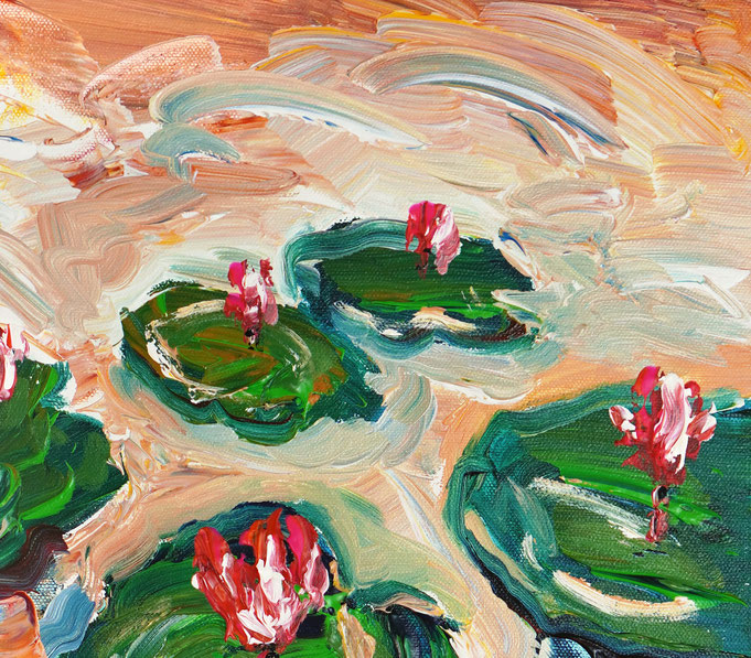 Detail des floralen, abstrahierten Acrylgemädes auf Leinwand vom Kunstmaler Peter Nottrott
