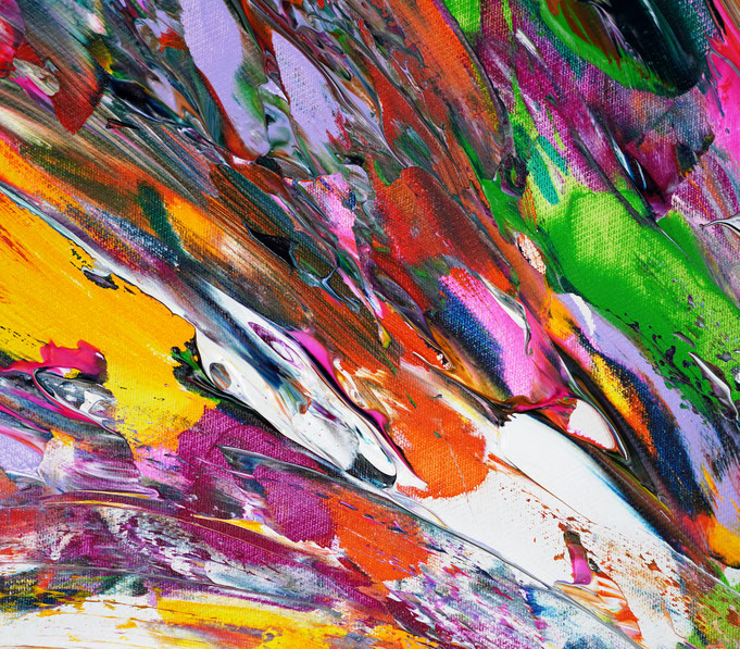 Detail des abstrakten, rot bunten Gemäldes
