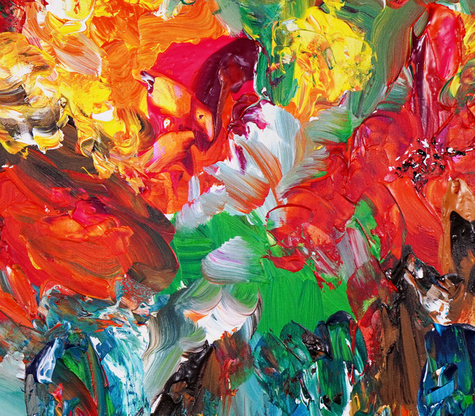 Detail des abstrahierten Sommerblumengemäldes