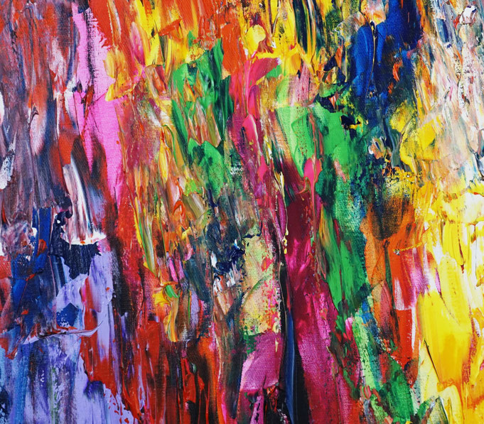 Detail des intensiven, abstrakten Gemäldes